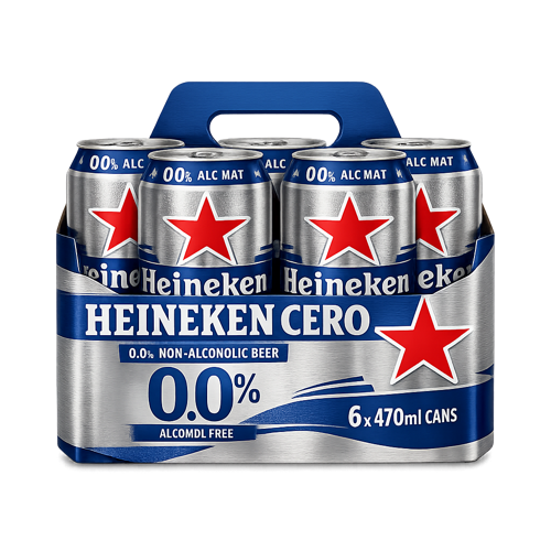 CERVEZA HEINEKEN CERO SIX PACK LATA 470ML